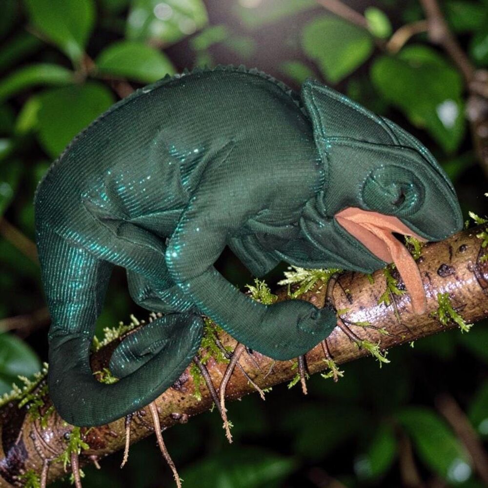 Plush Folktails Folkmanis Chameleon Hand Puppet Green Metallic Lizard Reptile